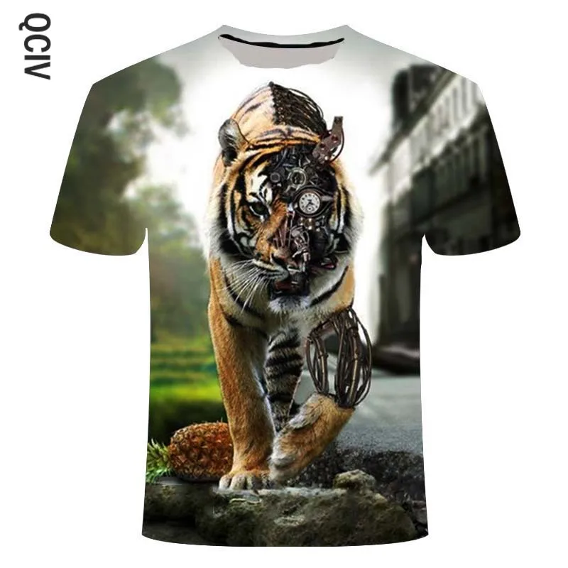 

Men's T-Shirts 3D Printed Animal Tiger t shirt Short Sleeve Funny Design Casual Tops Tees Male Halloween t shirt Asian 110-6XL