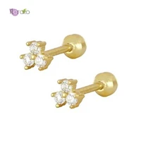 gold color zircon stud earrings for women 925 sterling silver ear needle mini cz crystal stud earrings cute tiny earings gift