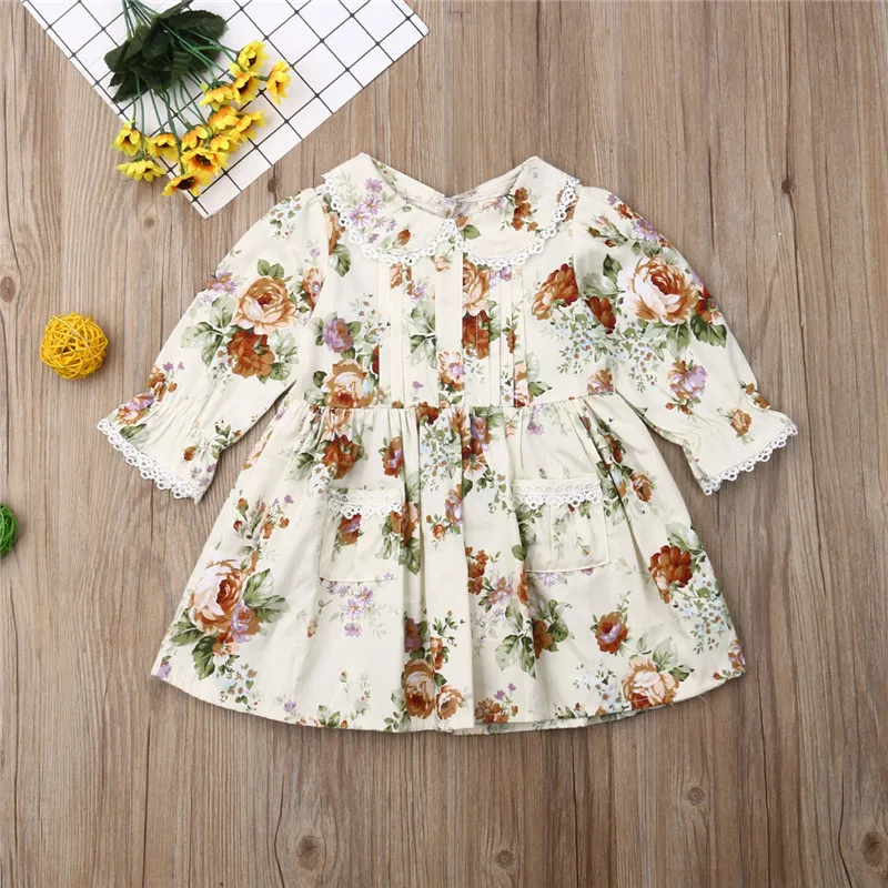 2019 Lace Floral Rompers Dresses Sister Family Matching Outfits Long Sleeve Peter pan Collar Clothes | Мать и ребенок