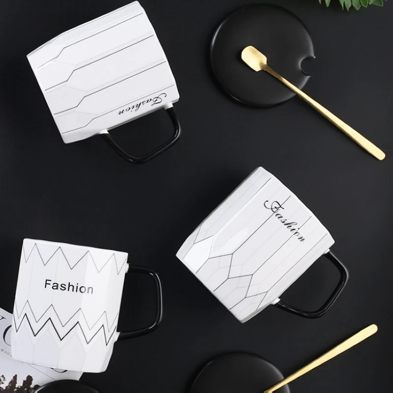 400 мл Геометрическая чашка Скандинавская керамическая кофейная кружка для чая