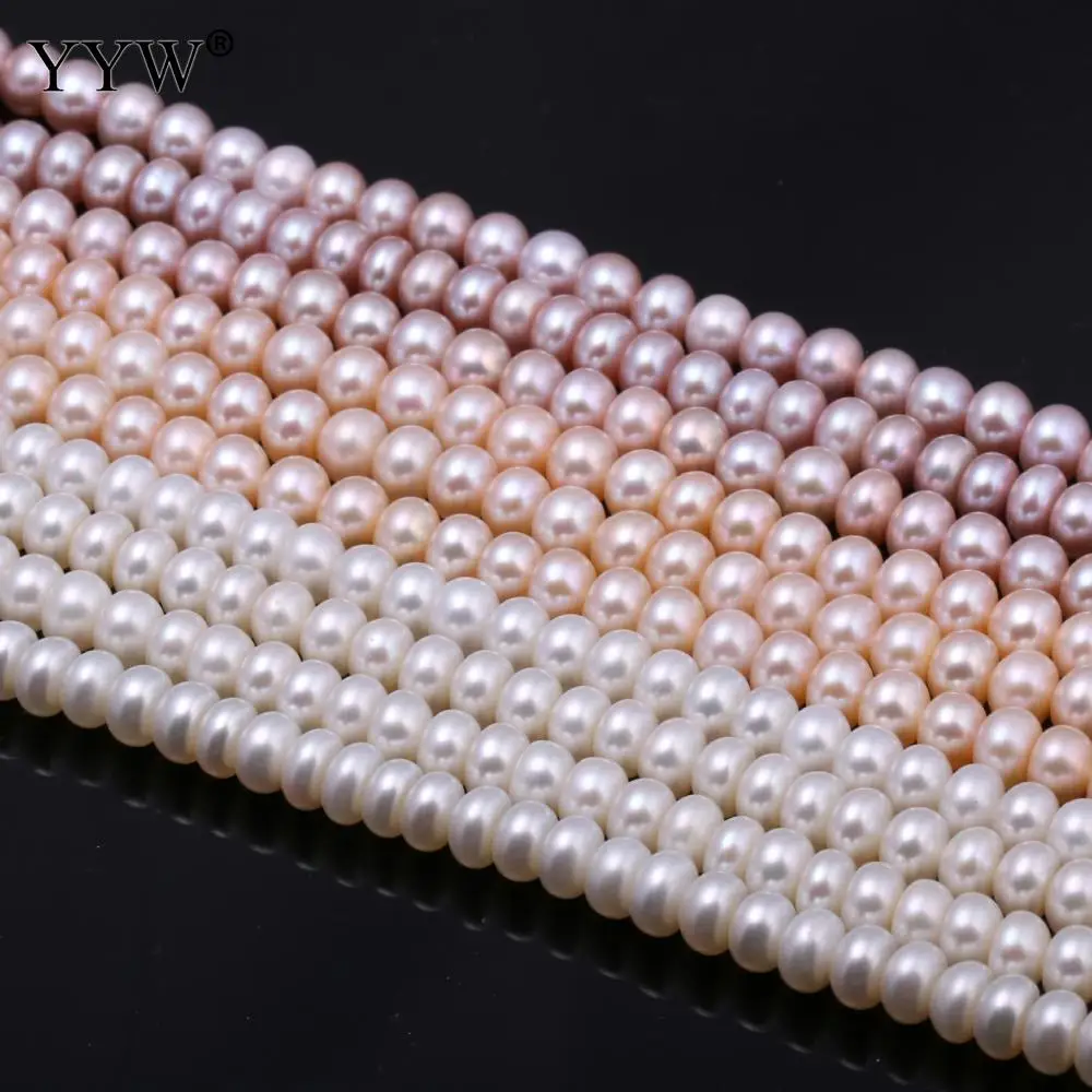 

Cultured Round Freshwater Pearl Beads Flat Round For Diy Or Handmade Necklace Or Bracelet Beads Size Aprrox 6-7mm Sold By Strand