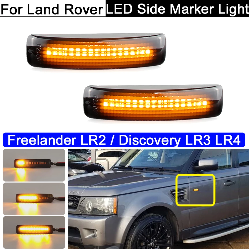 

Dynamic Light For Range Rover Sport for LR2 Freelander 2008-2009.LR3 LR4 Discovery 2005-2015 Amber LED Front Side Marker