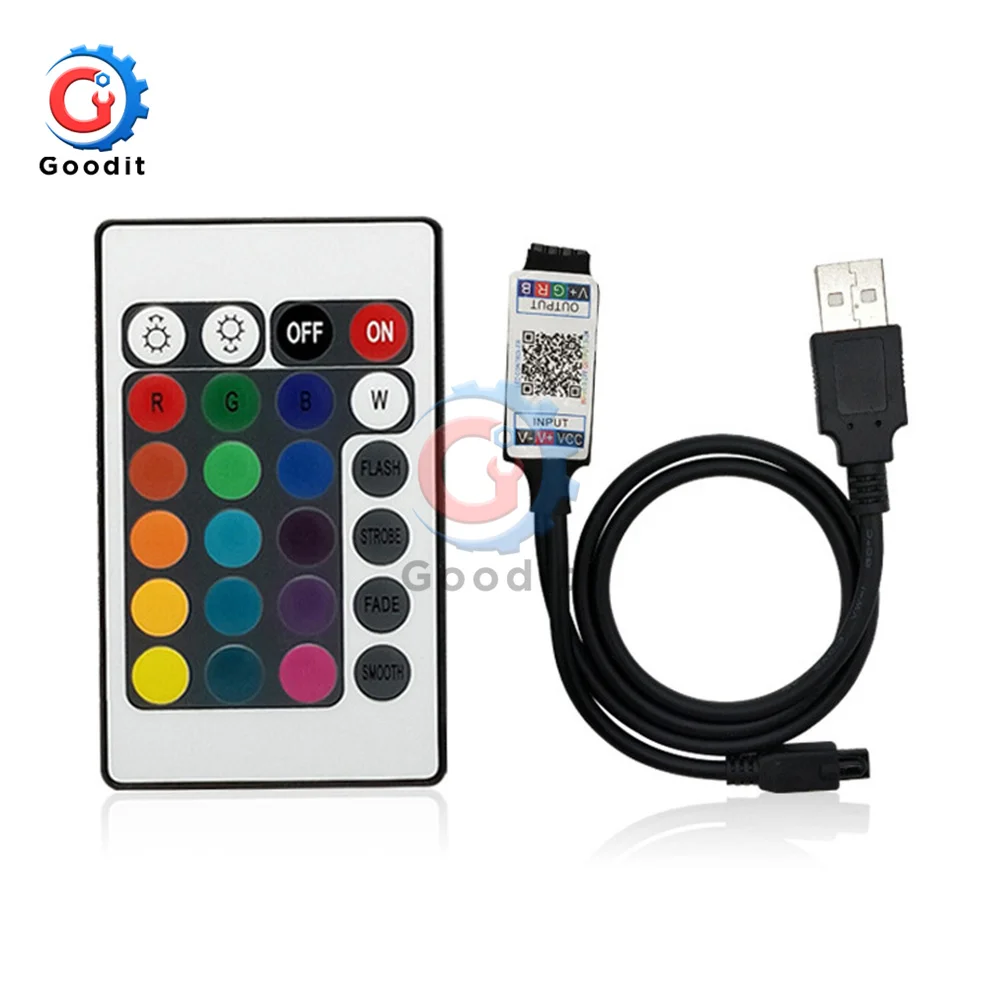 

Миниатюрная Светодиодная лампа с 24 клавишами, ИК Bluetooth Wi-Fi RGB дистанционный диммер, USB контроллер светильник контроллера светодиодной ленты