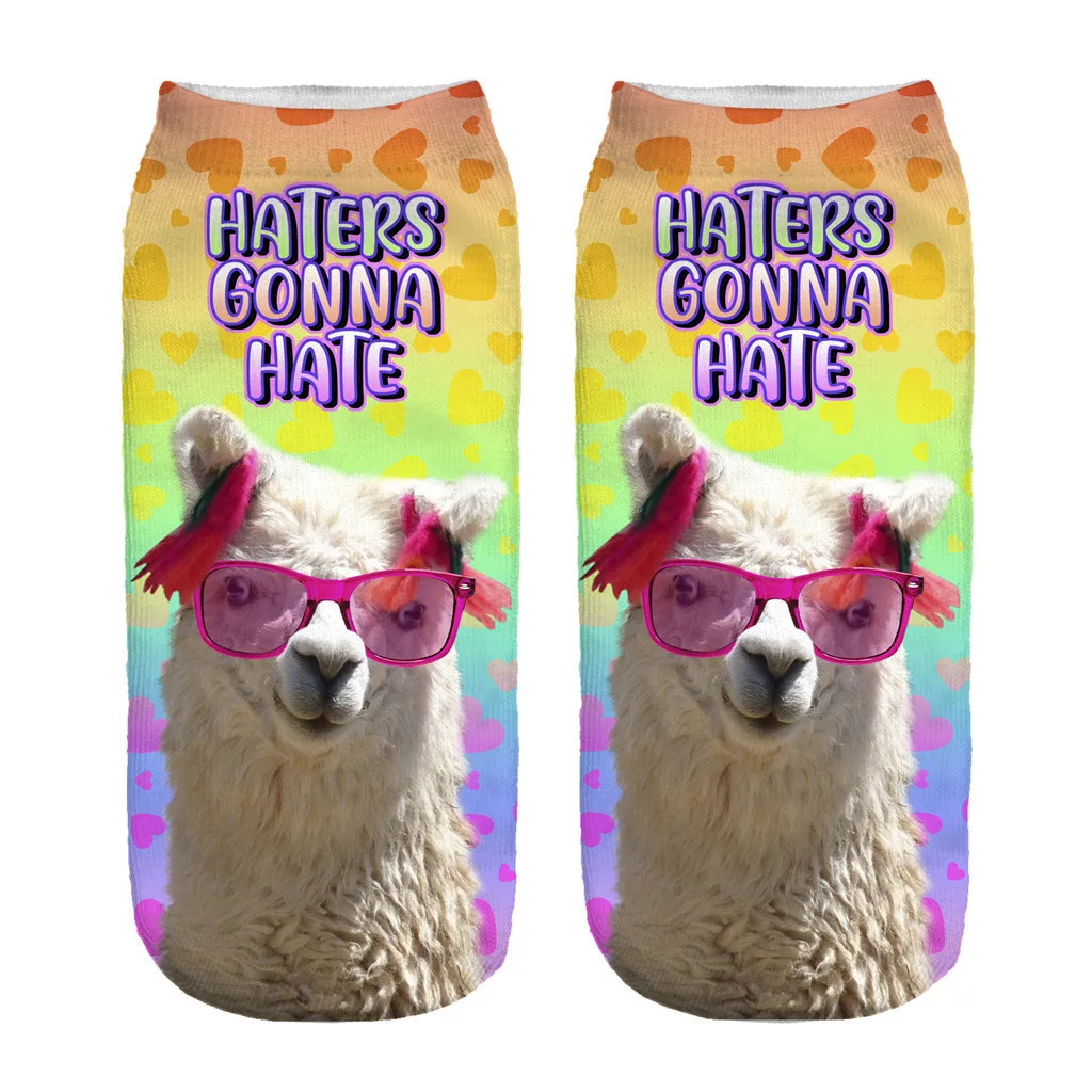 Женские носки из альпаки с 3D Цифровым принтом невидимые для взрослых волшебные