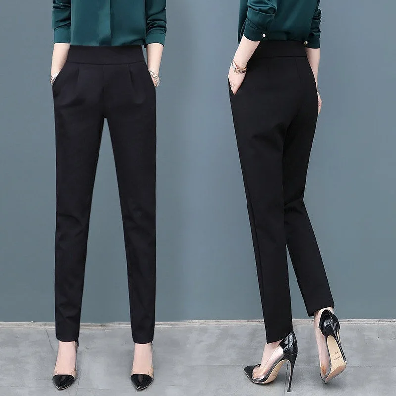 

Plus Size Black Harem Pants Women High Waist Winter Office Workwear Korean Trousers Women Elegant Pencil Pants Mujer Pantalones