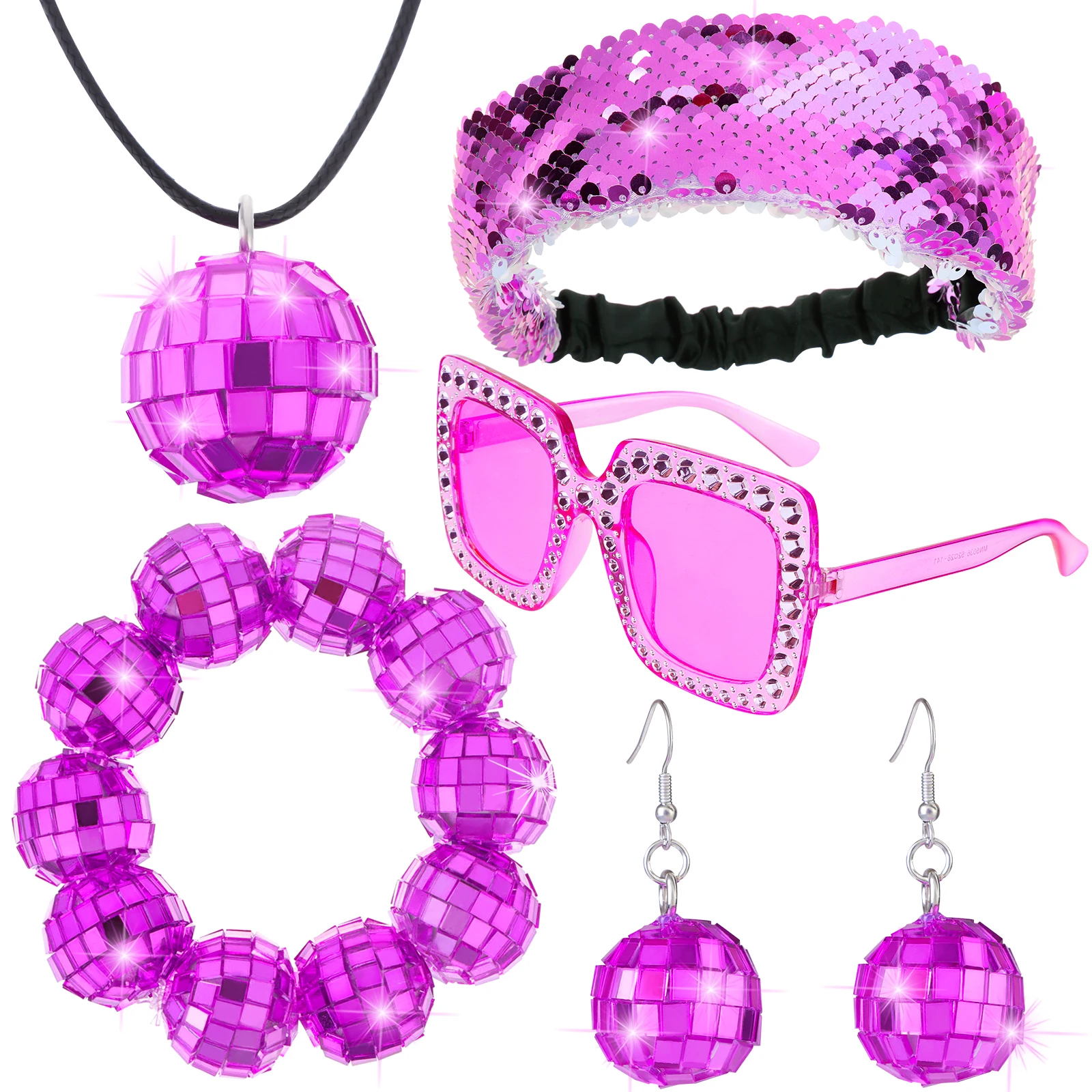 

5 Pieces 1970s Disco Accessories 70s Costumes Disco Set Ball