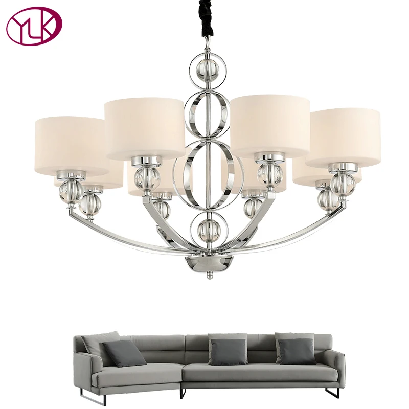 Новый современный светильник для гостиной люстра роскошный тканевый абажур