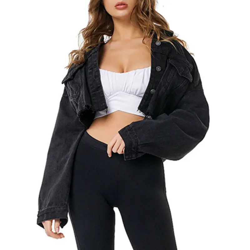 

Women Ladies Short Botton Down Jeans Demin Overcoat Tops Long Sleeve Casual Top