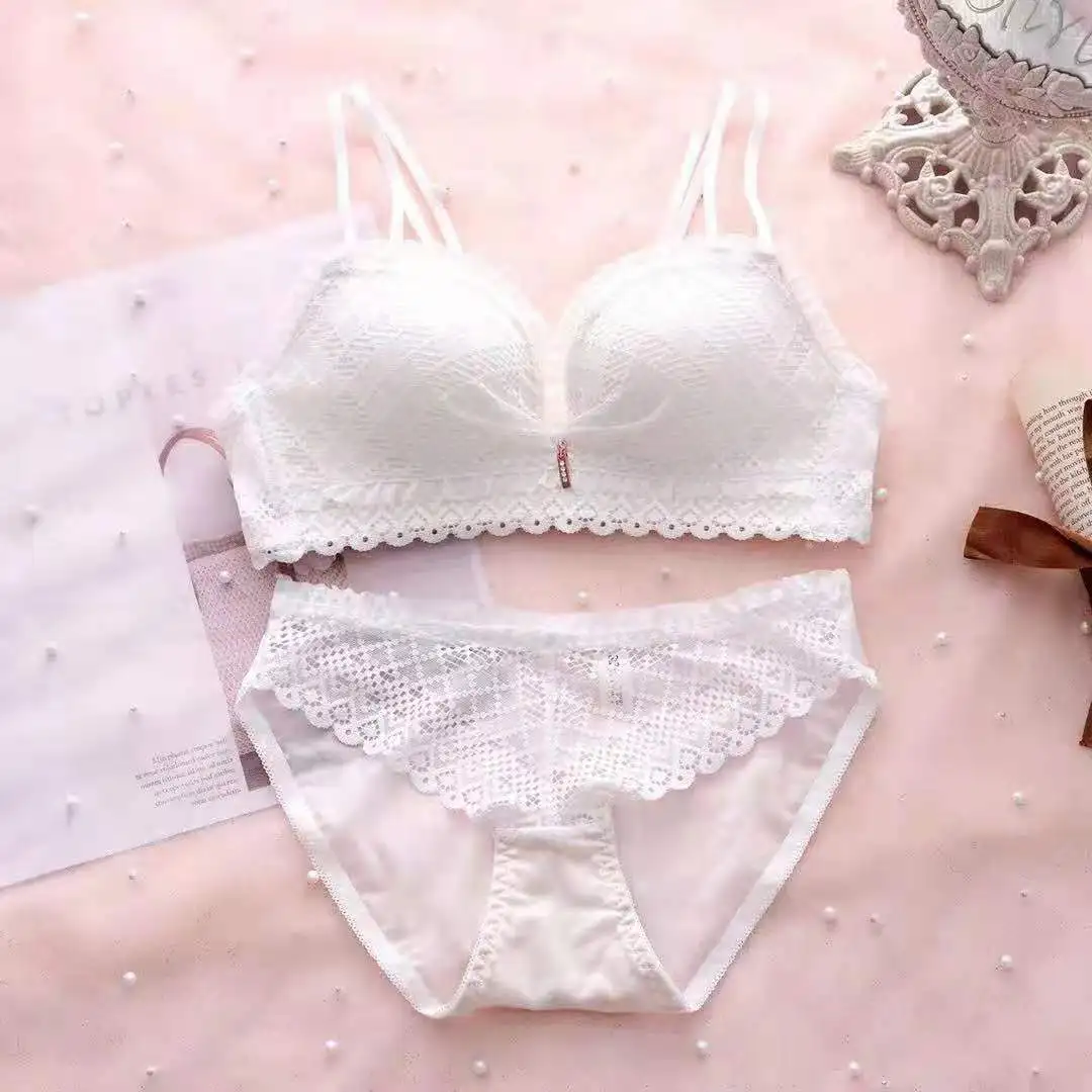 

[BC sexy cross beautiful back] new product no steel ring girl sweet lace underwear breathable gather bra set