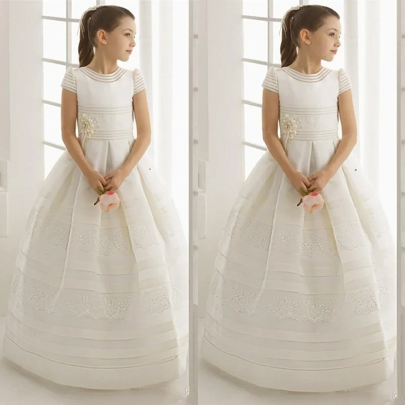

Kids Flower Girl Dress for Wedding Short Sleeves Holy First Communion Dress Pageant Gown Girls Birthday Party Formal Girl Dress