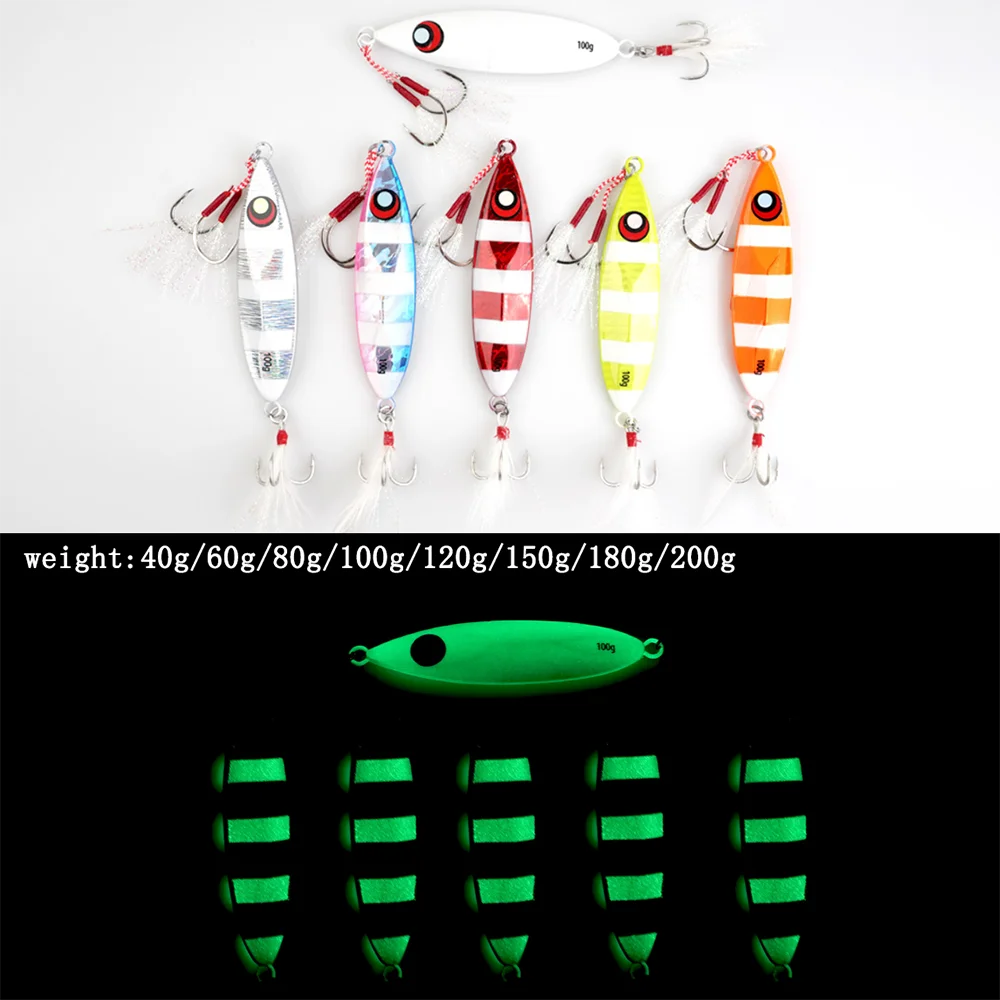 1PC 40g-100g Luminous Fishing Wobblers Crank Iron Plate Lure Minnow Bionic Fake Luya Sink Bait Tackle for Sea Bass Accessories | Спорт и