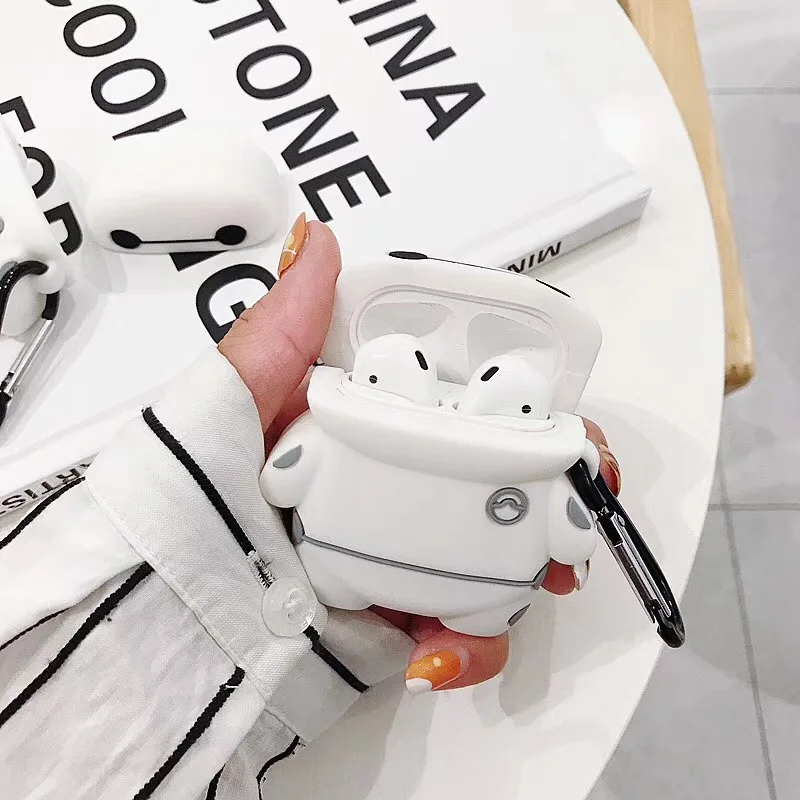 Для Apple Airpods 1 2, беспроводной Bluetooth чехол для наушников, большая белая силиконовая Ушная оболочка для Apple AirPods, милый чехол Bo