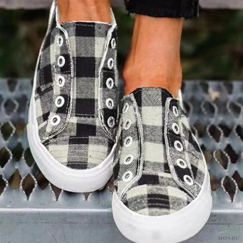 Кеды женские в шотландскую клетку Вулканизированная подошва кроссовки без