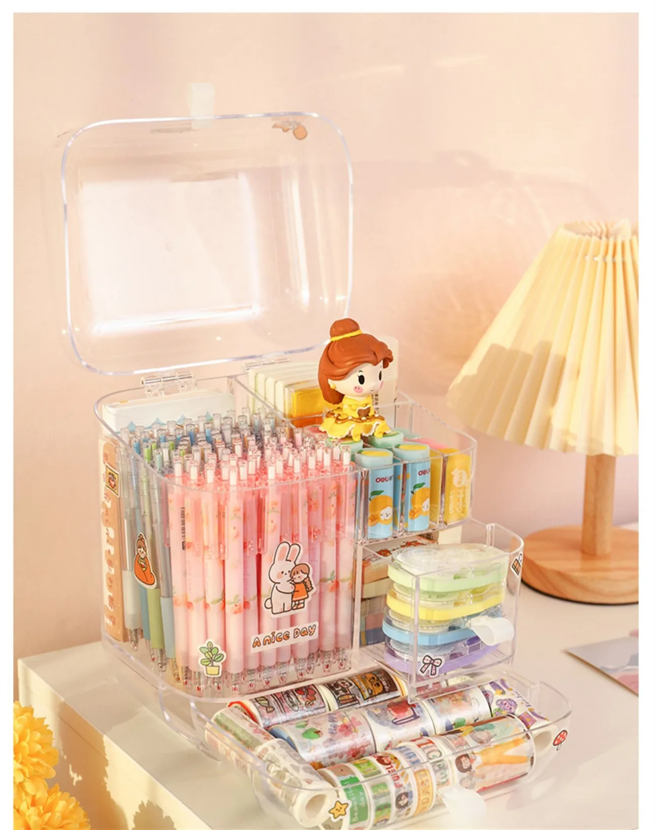 

Чехол для хранения карандашей большой емкости, органайзер для макияжа, Настольная коробка для мелочей коробка для хранения канцтоваров, шк...