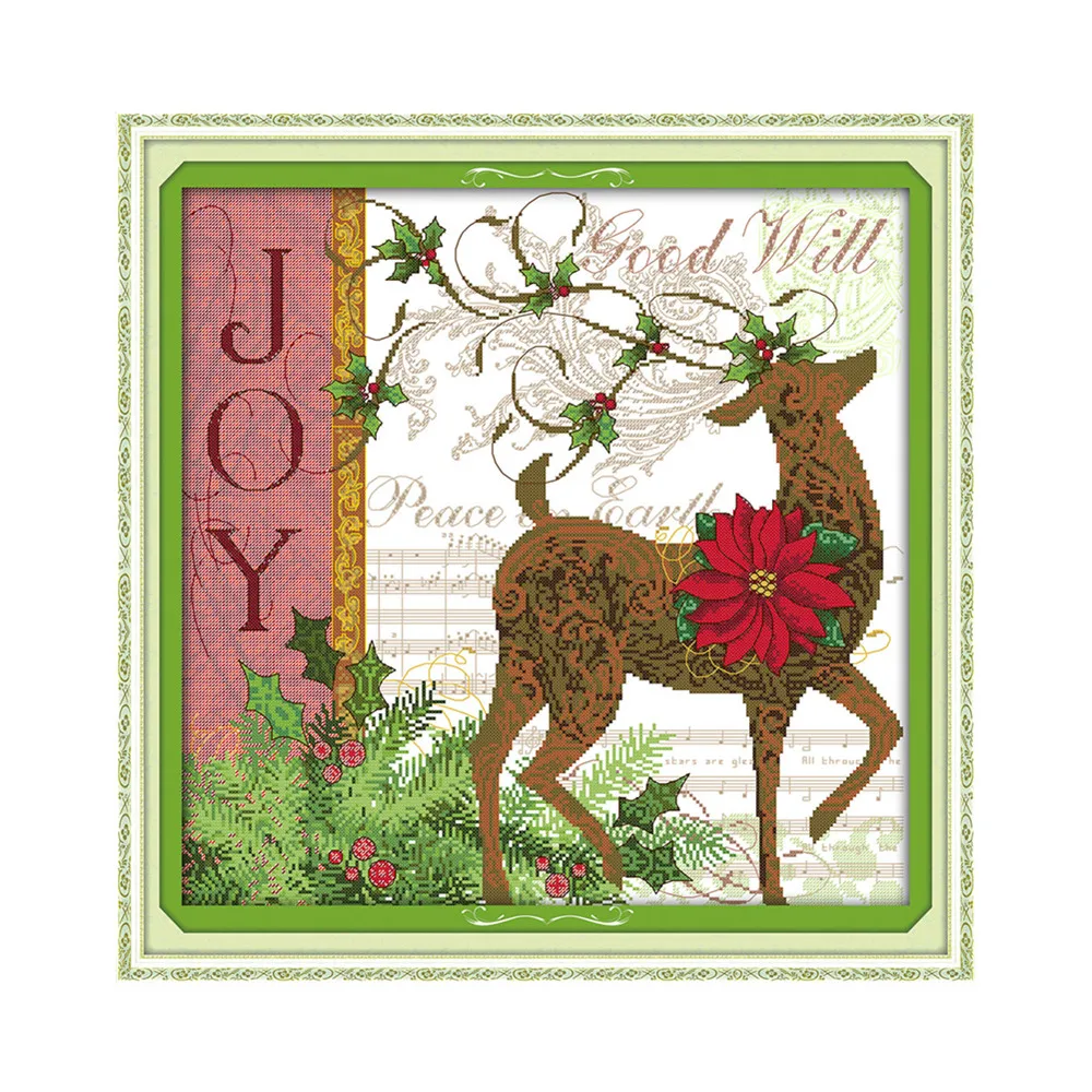 Набор для вышивки крестиком с рождественским оленем мультяшный принт животными