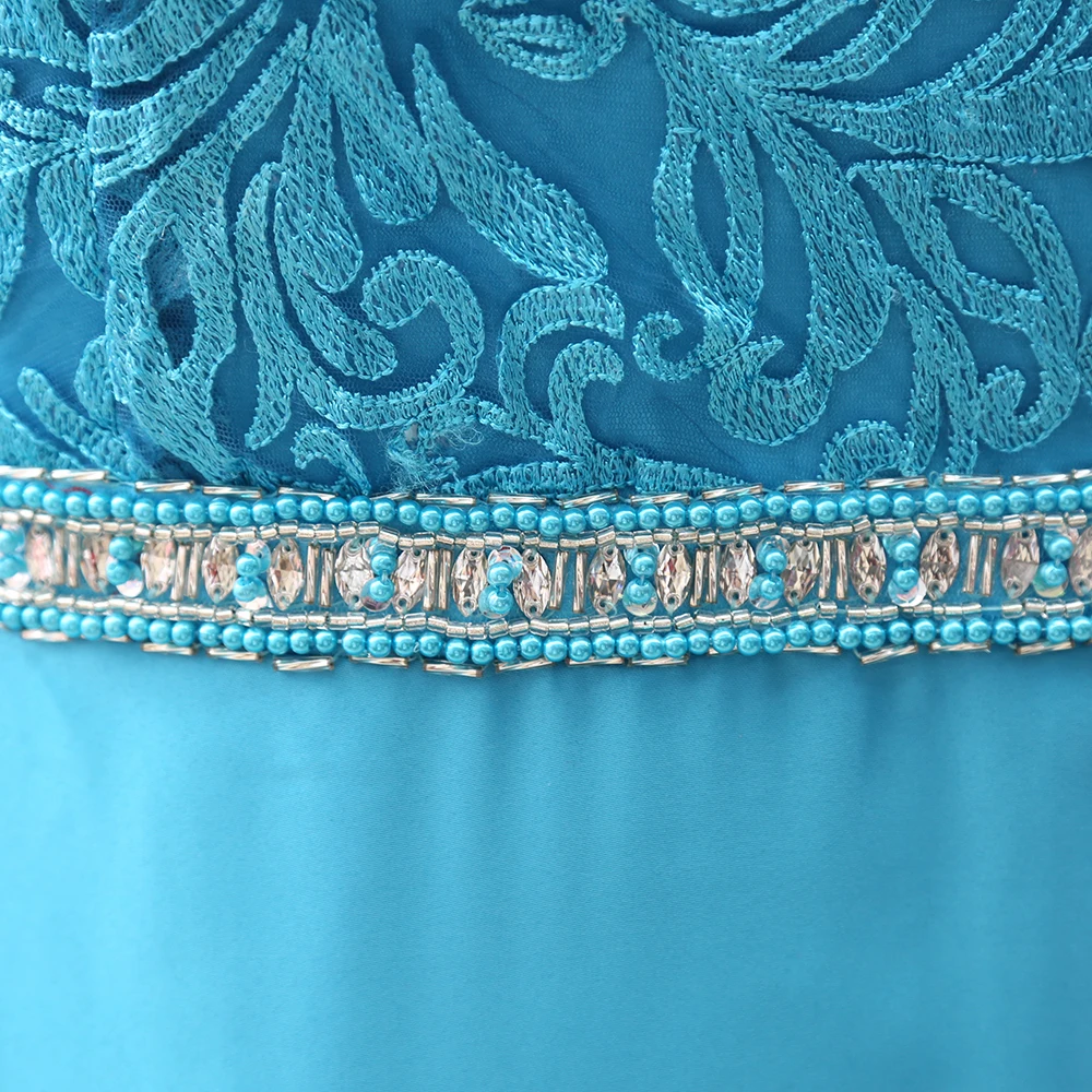 Вечернее платье с длинным рукавом размера плюс кружевное синее вечернее для