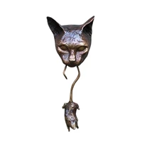creative cat door knocker wall hanging mice sculpture stake standing mouse warning sign statue pet cat tombstone marker decor