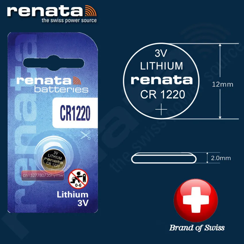 2 шт. renata литиевая батарея CR1220 3 в % 100 оригинальный бренд 1220 | Электроника