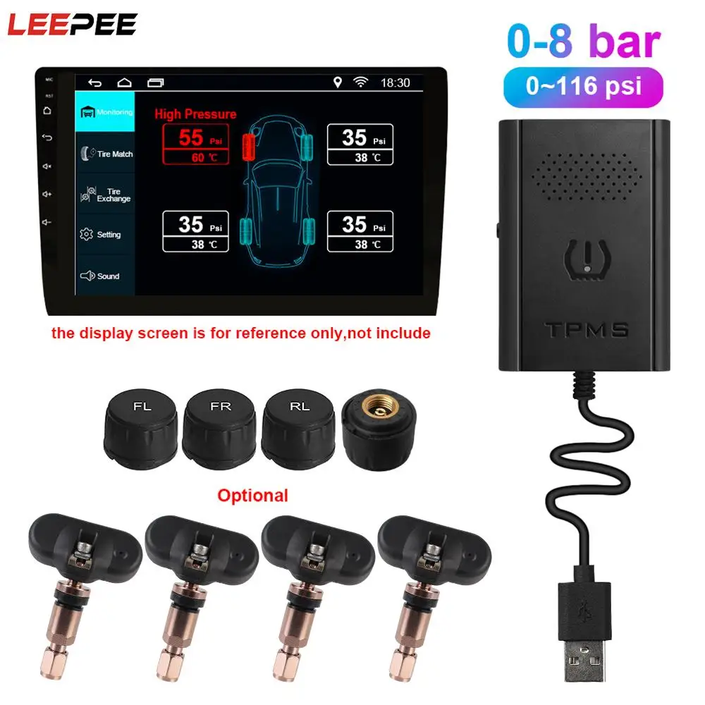 For Car Radio DVD GPS Navigation Player 4 Internal External Sensors Tire Pressure Monitoring System Android TPMS USB | Автомобили и