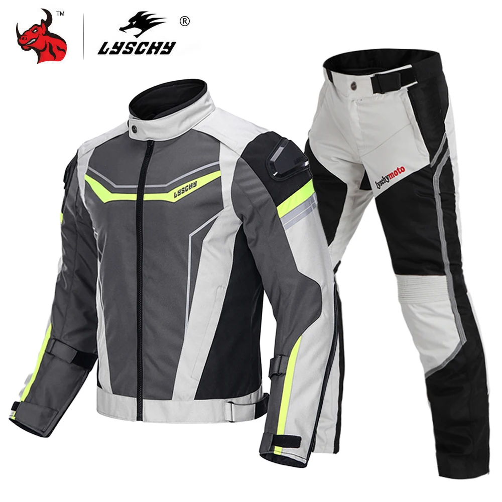 LYSCHY Motorcycle Jacket Men CE Protective Gear Autumn Winter Motorbike Moto Jacket Pants Suit Waterproof Cold-proof Clothing