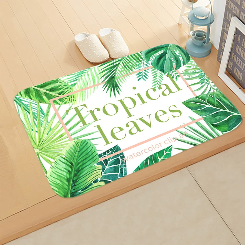Тропические дождевики с зелеными листьями Придверные коврики фламинго
