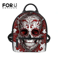 forudesigns red goth skull brand design mini backpack black for ladies daily casual shoulder bag stylish bagpack mochila mujer