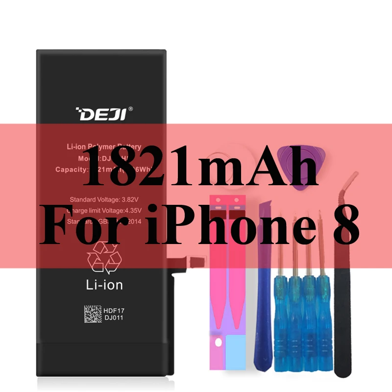 1821mAh For iPhone 8 Deji Аккумулятор для Apple iPhone 5S SE 6 6s 7 4s 5 8 X SE 6Plus 6sPlus 8Plus Plus iPhone7 1430mAh-3410mAh сменный литий-полимерный батарея+бесплатный инструмент для Apple iPhone 5s SE 6 6s 7 Мобильный телефон батарея - Цвет: 1821mAh For iPhone 8