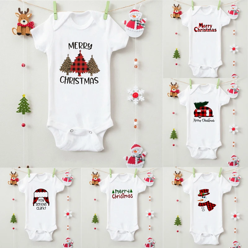 

Christmas Baby Romper Newborn Infant Boys Girls Cartoon Deer Christmas Tree Print White Sleeves Romper Autumn Baby Clothing