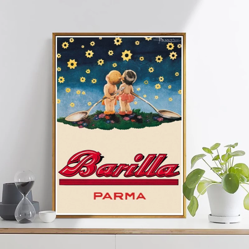 Спагетти Barilla Parma классический винтажный рекламный плакат для еды из крафт бумаги