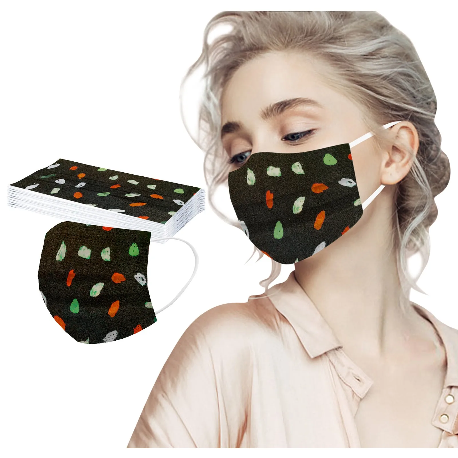 10 шт. маска Noir Mascarillas взрослых Для женщин мужчин с цветочным принтом дышащая для