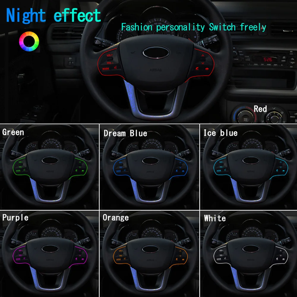 7 colors switch freely for KIA RIO K2 11-14 multifunctional steering wheel control button Audio phone volume bluetooth | Автомобили и