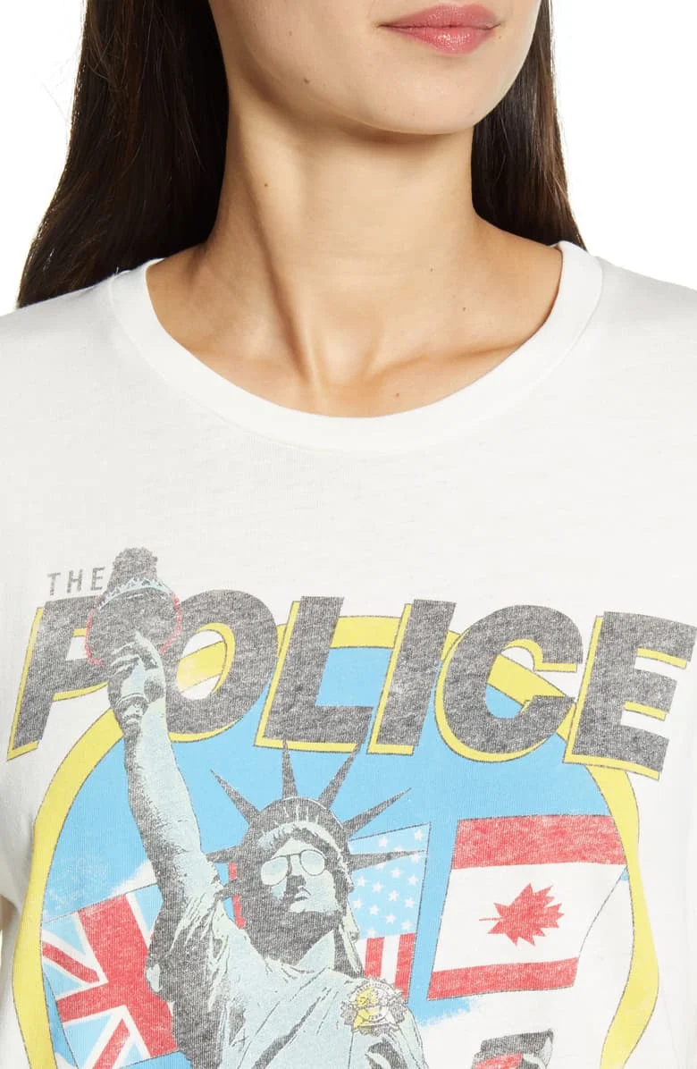 Винтажная вдохновленная графическая футболка the Police 1983 tour, женская футболка с коротким рукавом, белые летние топы с принтом, Повседневная футболка в стиле бохо
