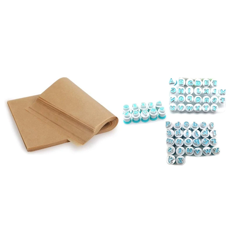 

200 шт. силиконовая масляная бумага для выпечки, бумага для выпечки с 62 шт. алфавита цифры печенье штамп форма