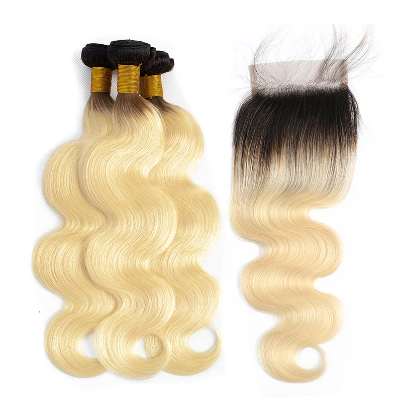 1b 613 блонд пучки с застежкой предварительно выщипанные волнистые волосы для тела