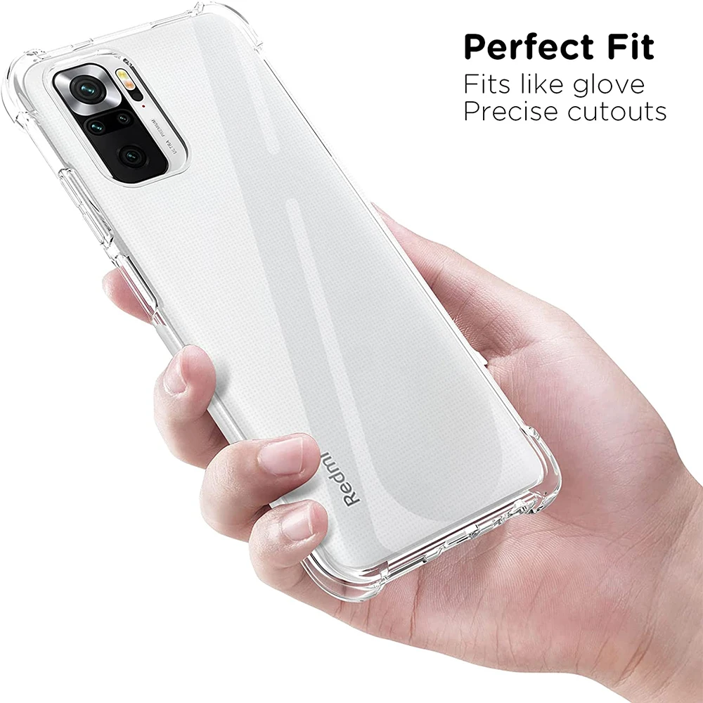shockproof clear phone case for xiaomi redmi note 10 pro 10s 5g soft tpu phone back cover for redmi note10 pro max free global shipping