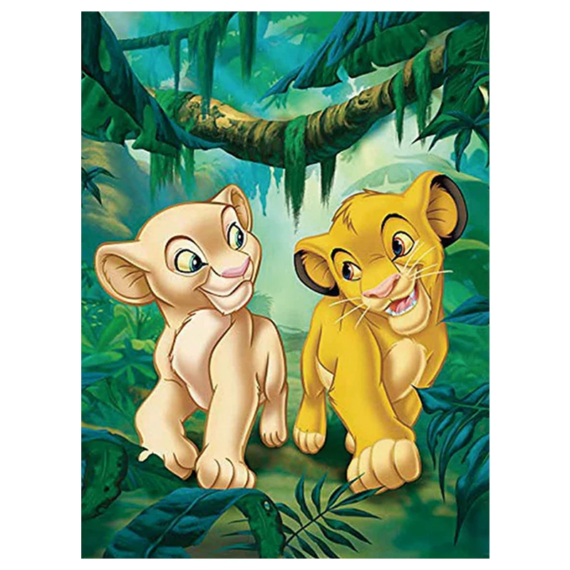 

Full Square/Round Diamond Painting Children Cartoon Comic Lion King Small Lion Forest King 5d Diamond Embroidered Cross Stitch
