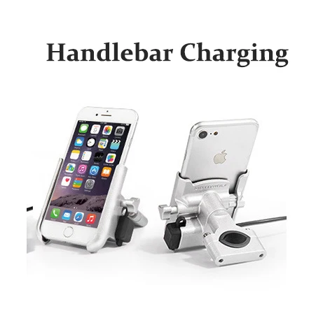Handlebar Charging Vmonv алюминиевый мотоциклетный зарядный Руль держатель мобильного телефона для iPhone X универсальное зеркало заднего вида USB зарядное устройство подставка крепление - Цвет: Handlebar Charging