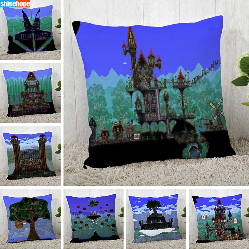 Custom Pillow Cases Terraria Square Pillowcase Christmas Zippered Cover 40*40cm 45*45cm(One Side) | Дом и сад