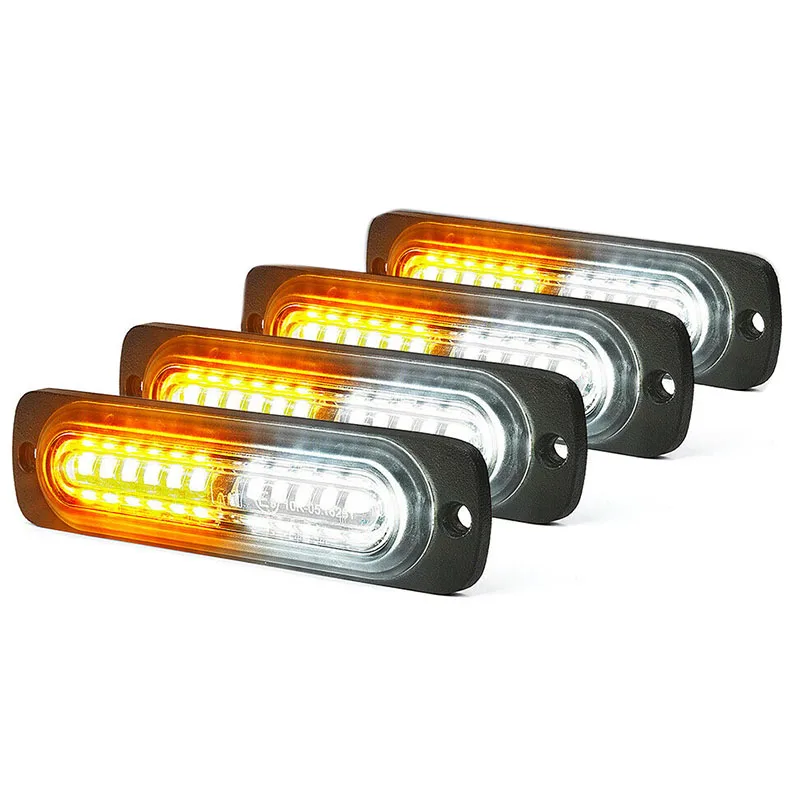 

4PCS 12 LED Flush Mount Side Marker Emergency Warning Strobe Light White/Amber