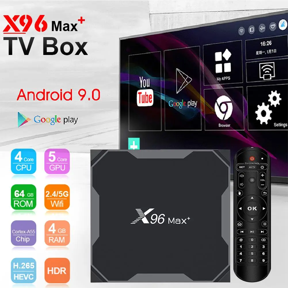 ТВ приставка X96Max Android 9 0 четырехъядерный Amlogic S905X3 4 + 32/64 ГБ Wi Fi BT 1000M 4K|ТВ-приставки и