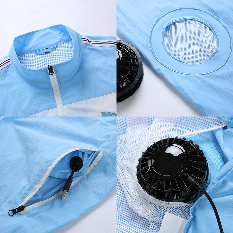 

Summer Fan Cooling Jacket Men Intelligent Air Conditioning Clothes Sun Proof outdoor Sports Skin coat waterproof fishing Cooling