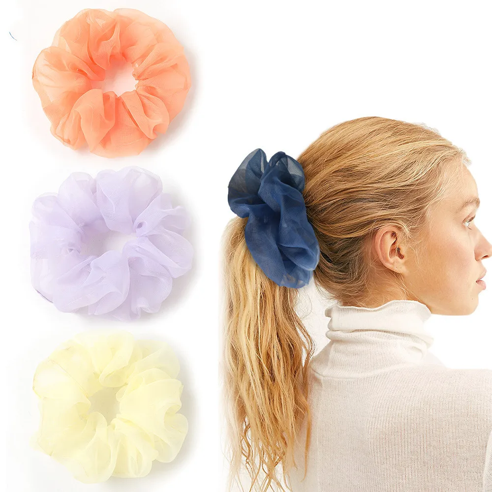 2020 большие резинки для волос из органзы женщин эластичные супер фея шелковистый