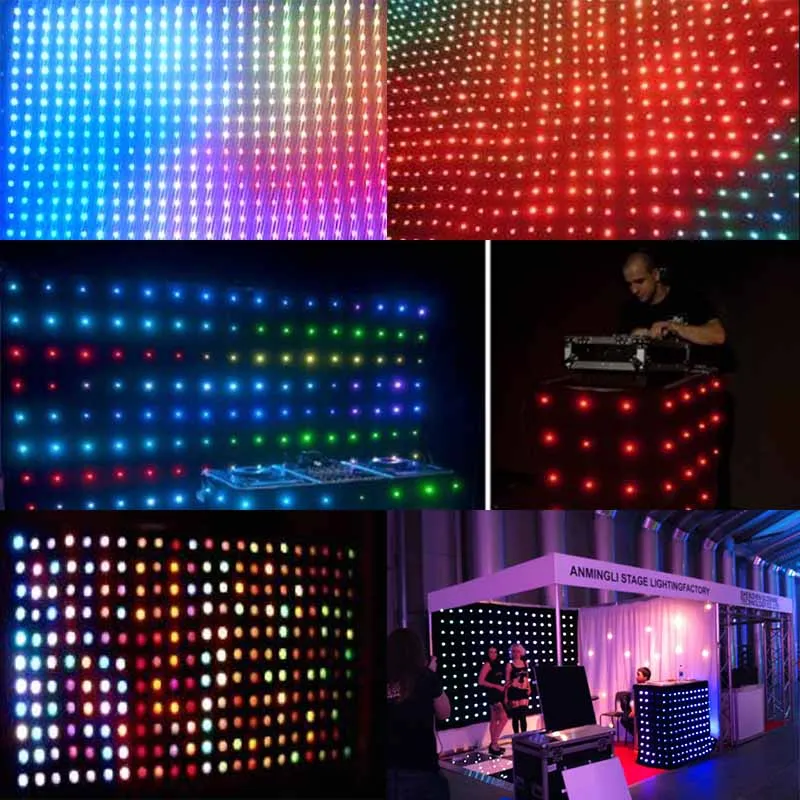 3x4 м P18 RGB светодиодная видео занавеска Фотоштора черная ткань 7 цветов DMX звездный