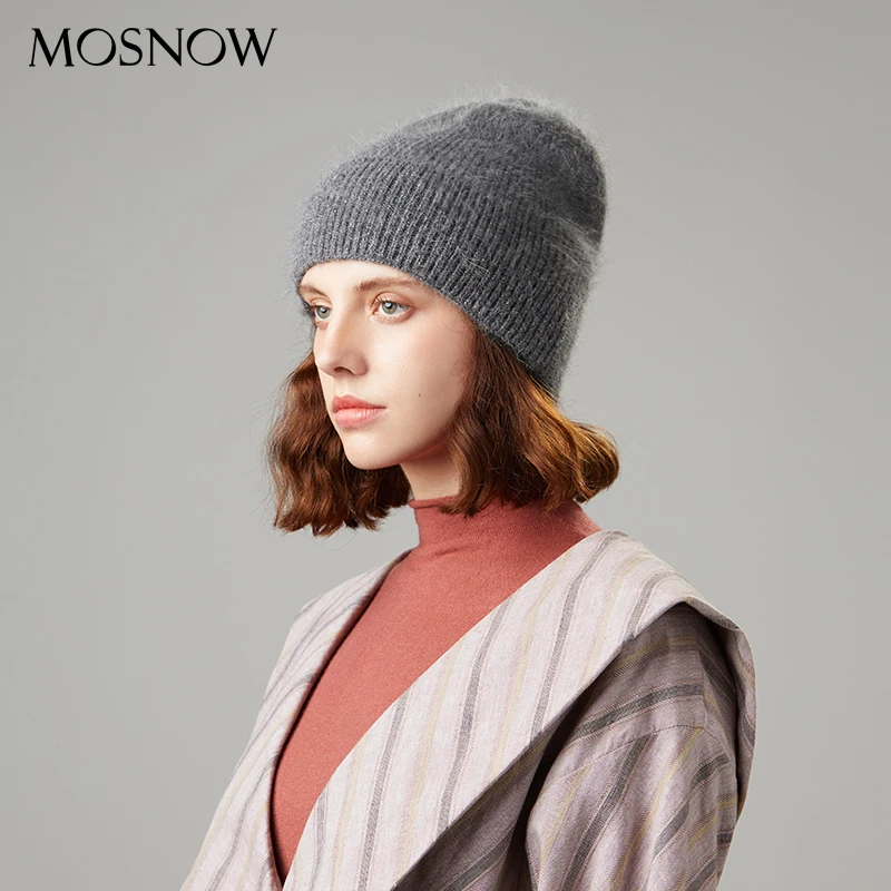 Вязаные шапки, зимние женские шапки, теплые шапки Skullies Beanies, высококачественные женские шапки из кроличьей шерсти, женская шапка