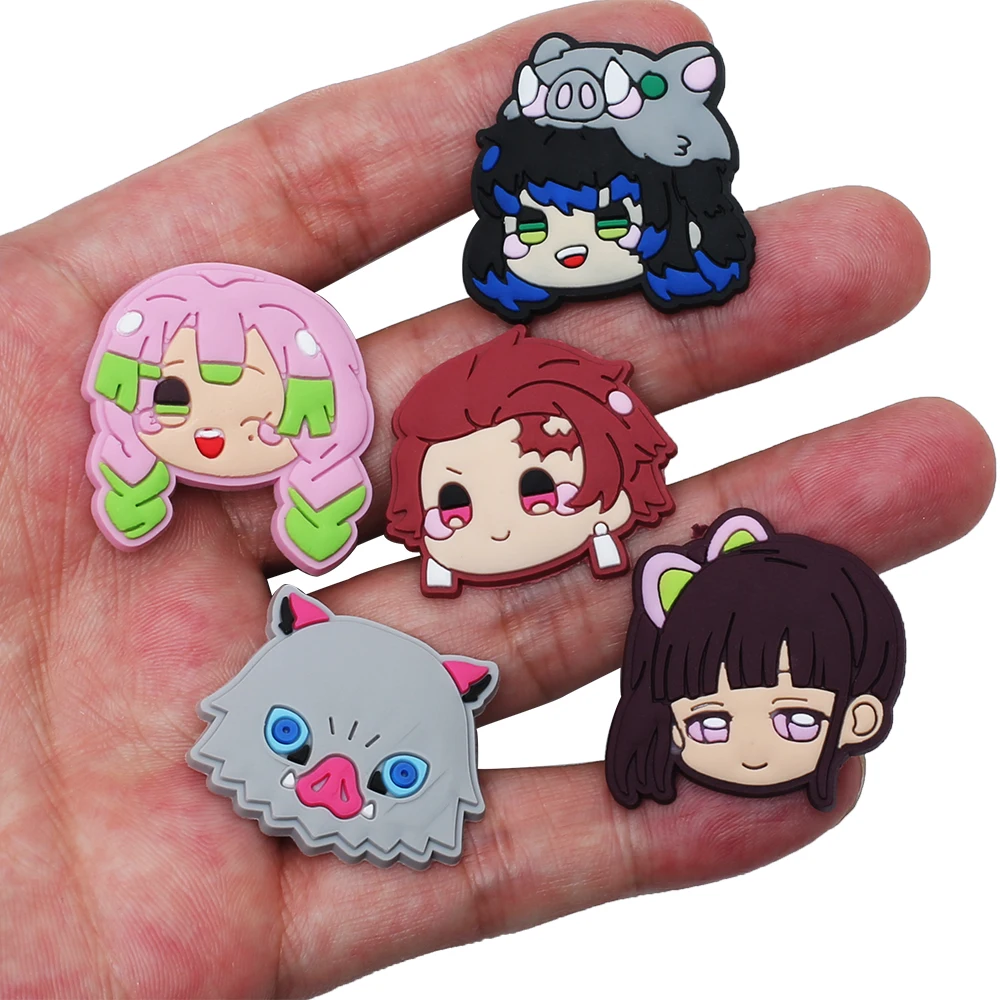 1pcs Japan Comics Style PVC Shoe Charms Cute Sandals Accessories Shoes Buckle Decorations fit Croc JIBZ Kids X-mas Party Gifts