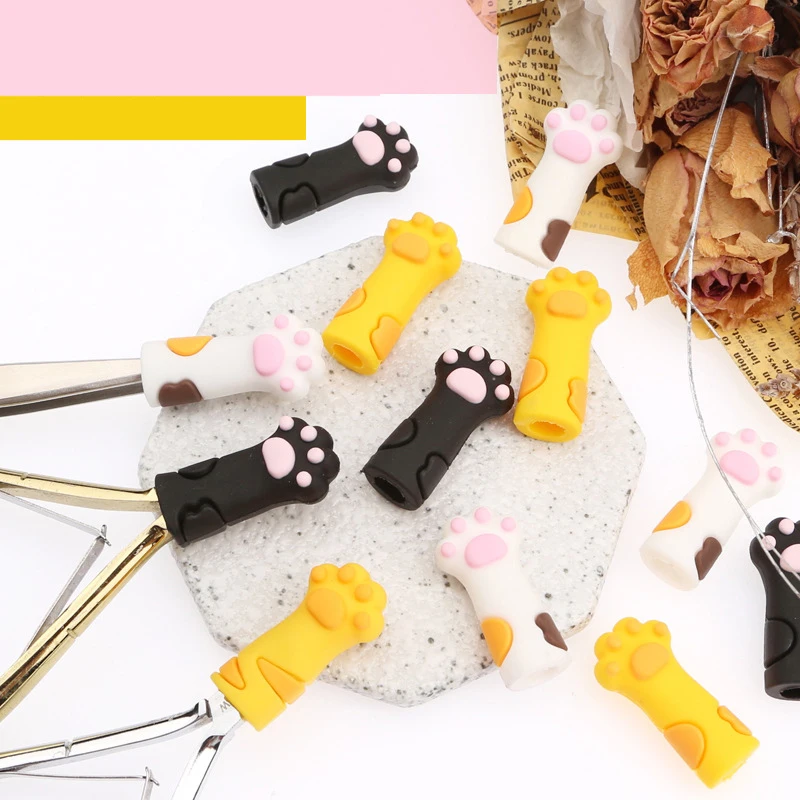 Силиконовый чехол с милыми кошачьими лапками защитный рукав для ногтей ножницы