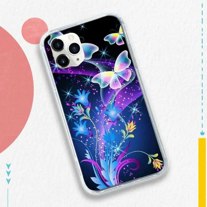 

Colorful Lilies butterfly cute animal Phone Case Transparent soft For iphone 5 5s 5c se 6 6s 7 8 11 12 plus mini x xs xr pro max