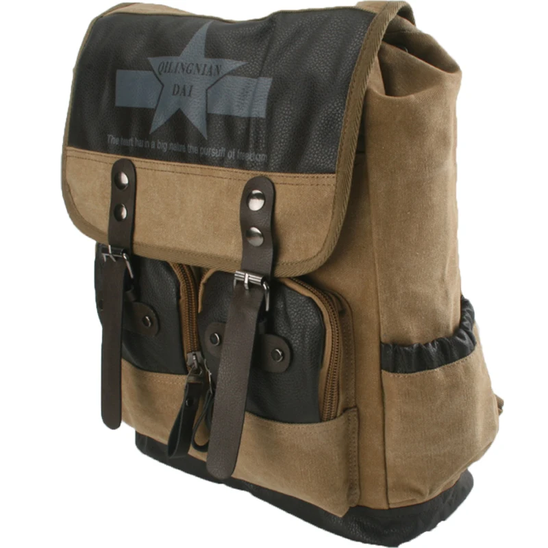 Man canvas travelbag Men retro outdoor backpack Casual vintage rucksack ultralight daypack Satchel School bag Infantry pack | Багаж и