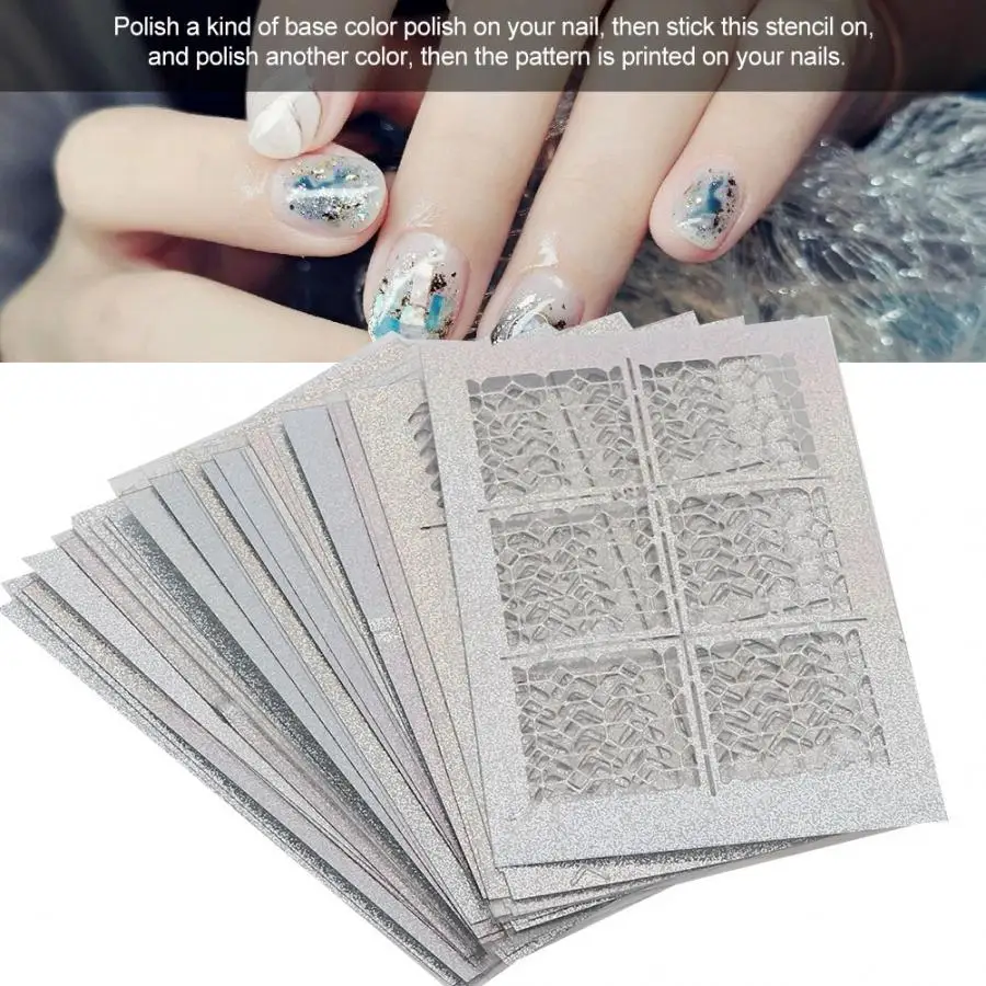 24 шт Ослепительная пустотелая наклейка для дизайна ногтей DIY трафаретная