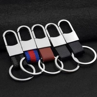 1pcs men fashion style leather clip keychain creative metal car key ring